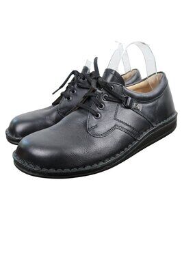 Finn Comfort 40 US 9 Black Leather Lace-Up Orthopedic Comfort Shoes Sneakers